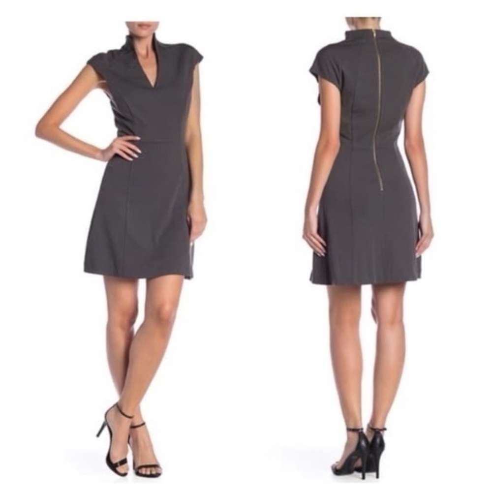 NWT Alexia Admor castle grey v-neck dress Large L UU9